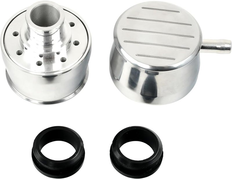 BIGREAT Silver Aluminum Milled Valve Cover & Breather Combo with 2 Grommets Compatible with SBC BBC SBF For 1-1/4" Hole-Pair - Image 1